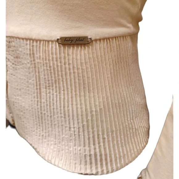 Baby Phat Peach Silky Ruffled High Collared Sweater Size Small - Picture 4 of 11